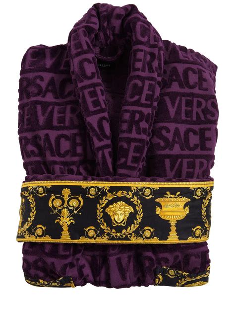 purple versace bathrobe.